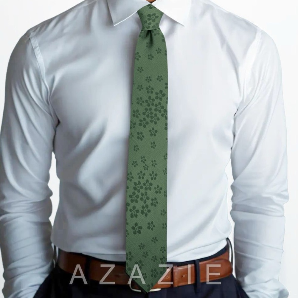 Azazie Eucalyptus Floral Necktie
